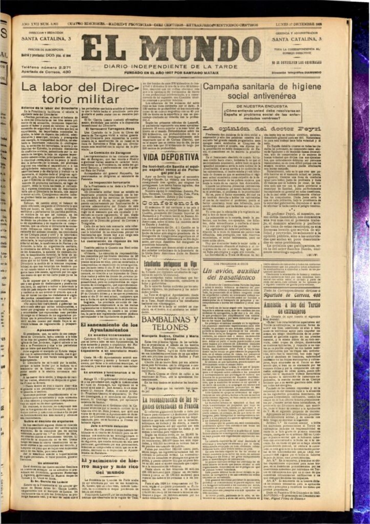 Miniatura de El Mundo del 17 de diciembre de 1923