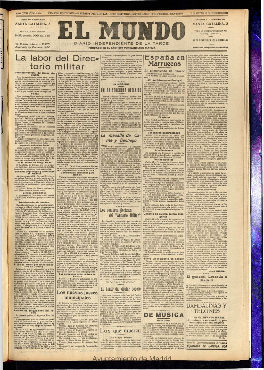 Miniatura de El Mundo del 18 de diciembre de 1923