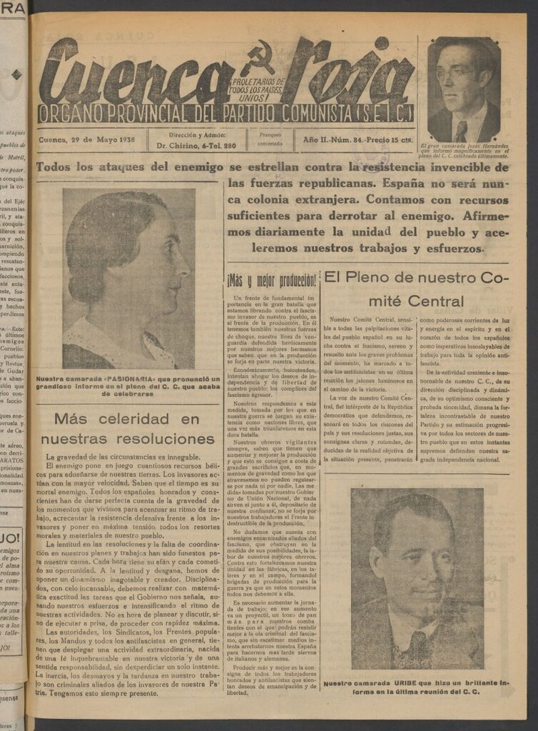 Miniatura de Cuenca Roja : órgano del Partido Comunista del 29 de mayo de 1938