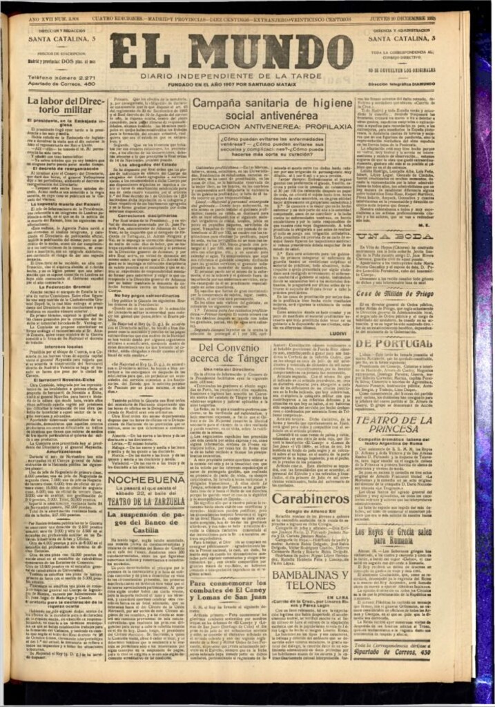 Miniatura de El Mundo del 20 de diciembre de 1923