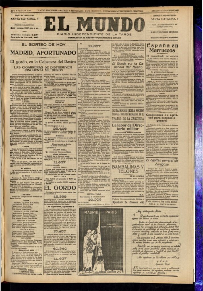 Miniatura de El Mundo del 22 de diciembre de 1923