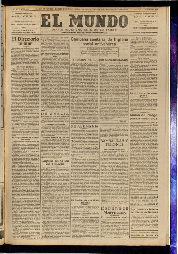 Miniatura de El Mundo del 27 de diciembre de 1923