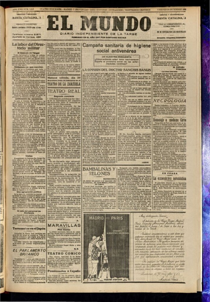 Miniatura de El Mundo del 28 de diciembre de 1923