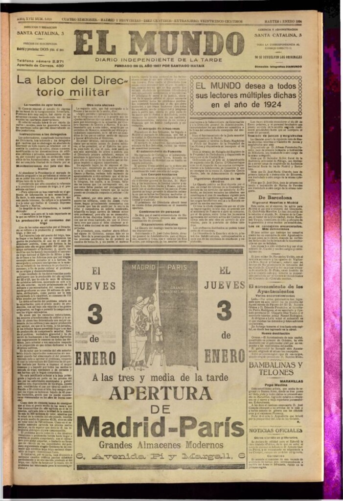 Miniatura de El Mundo del 1 de enero de 1924