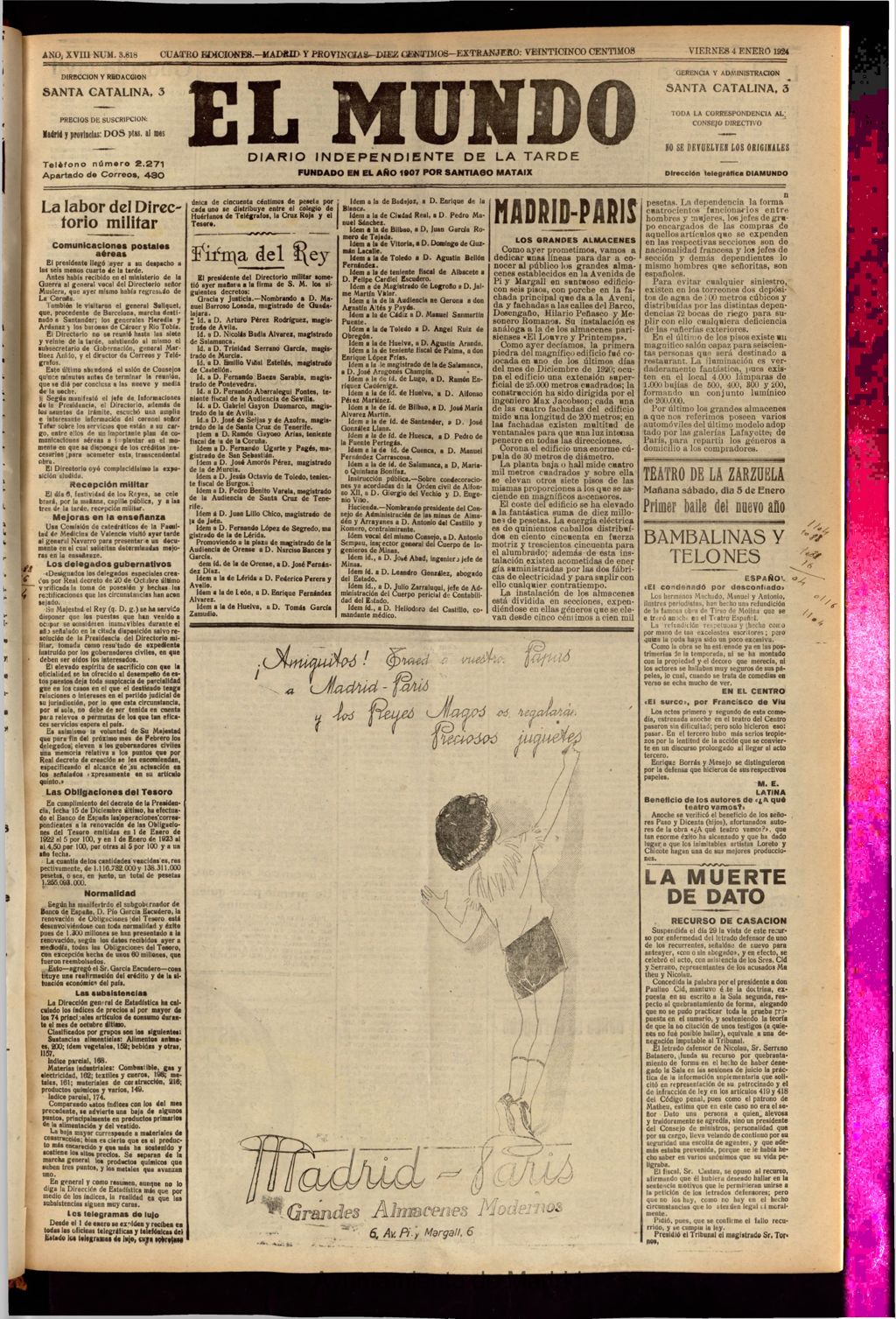 Miniatura de El Mundo del 4 de enero de 1924