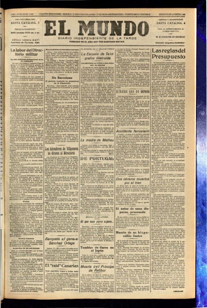 Miniatura de El Mundo del 16 de enero de 1924