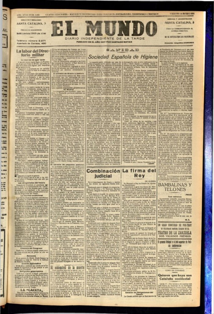 Miniatura de El Mundo del 18 de enero de 1924