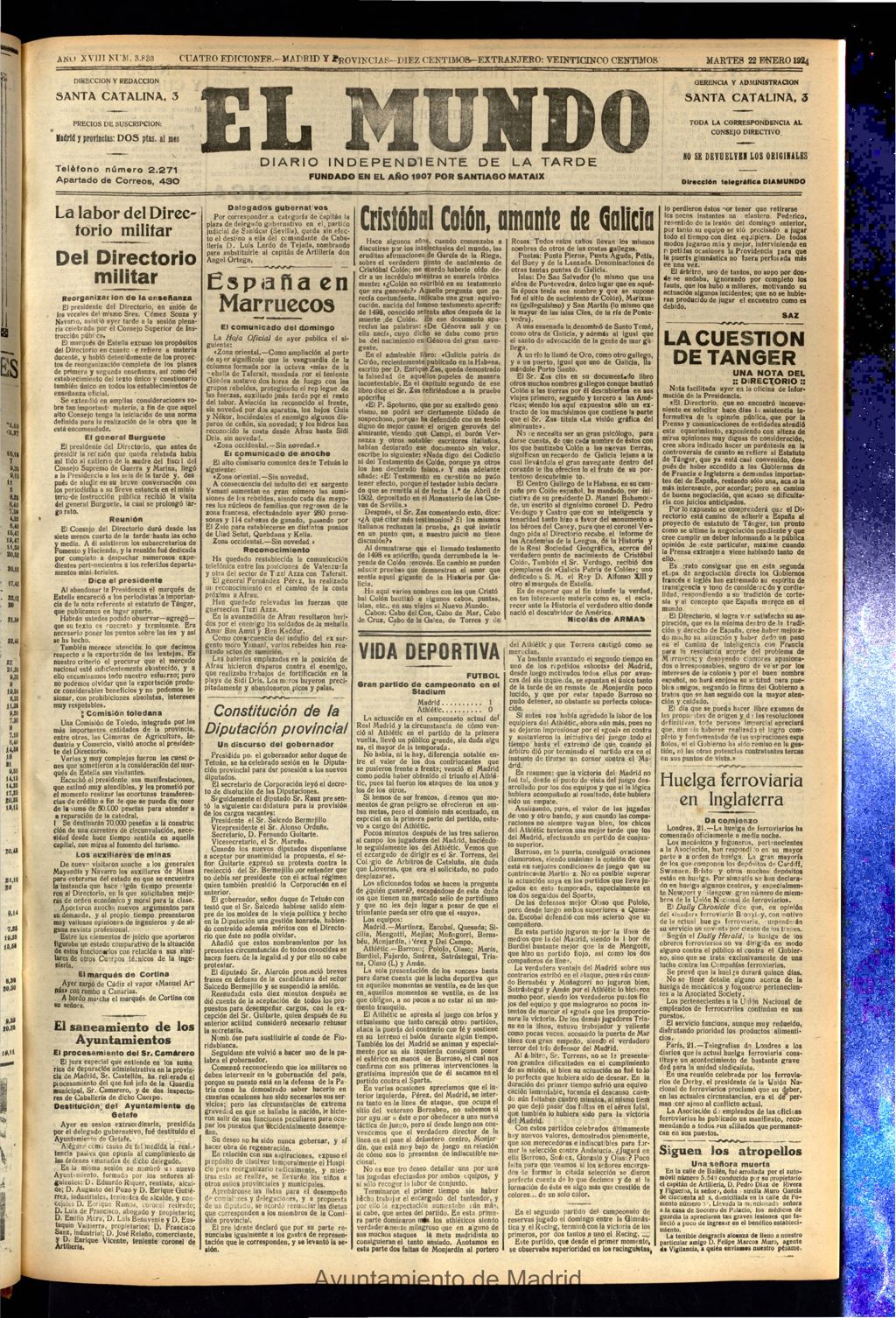 Miniatura de El Mundo del 22 de enero de 1924
