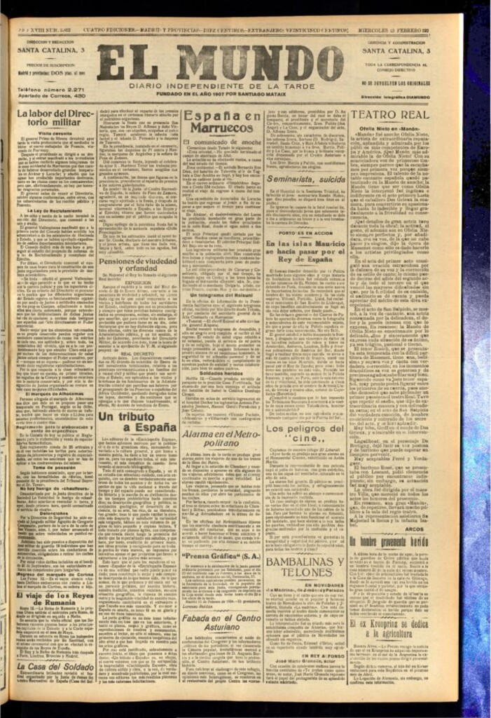 Miniatura de El Mundo del 13 de febrero de 1924