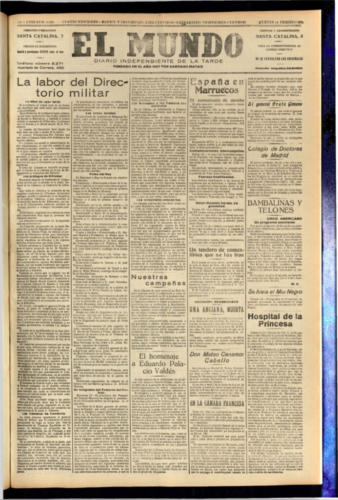 Miniatura de El Mundo del 14 de febrero de 1924