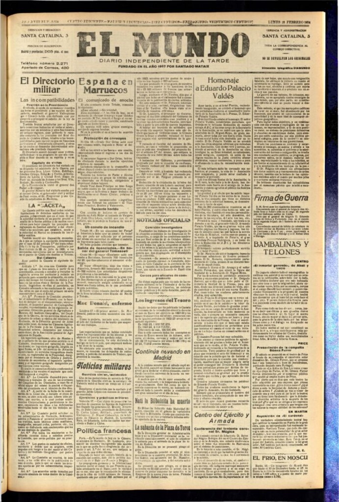 Miniatura de El Mundo del 18 de febrero de 1924
