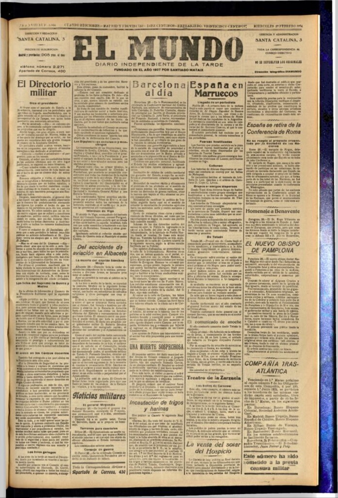 Miniatura de El Mundo del 27 de febrero de 1924
