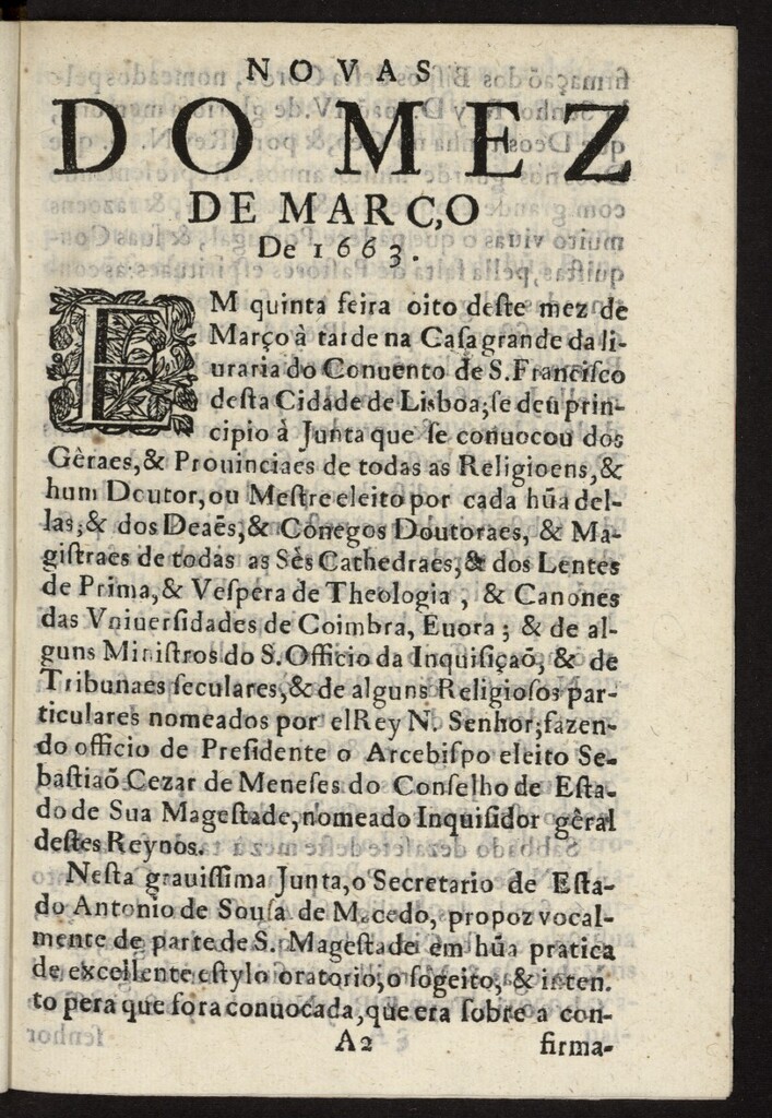 Miniatura de Mercurio Portuguez de marzo de 1663
