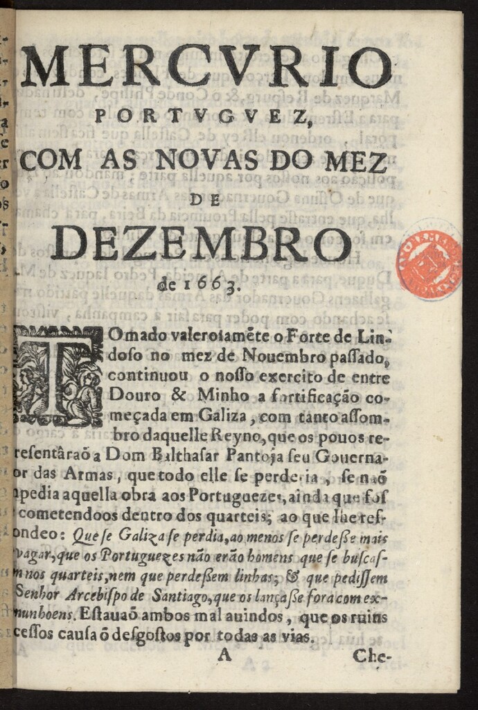 Miniatura de Mercurio Portuguez de diciembre de 1663