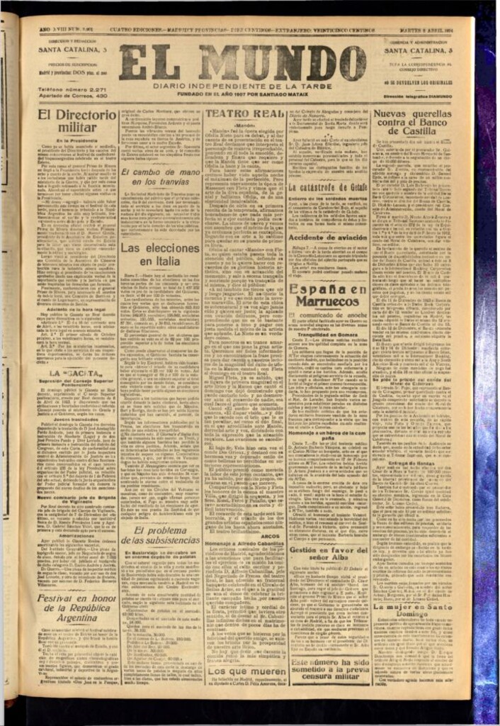 Miniatura de El Mundo del 8 de abril de 1924