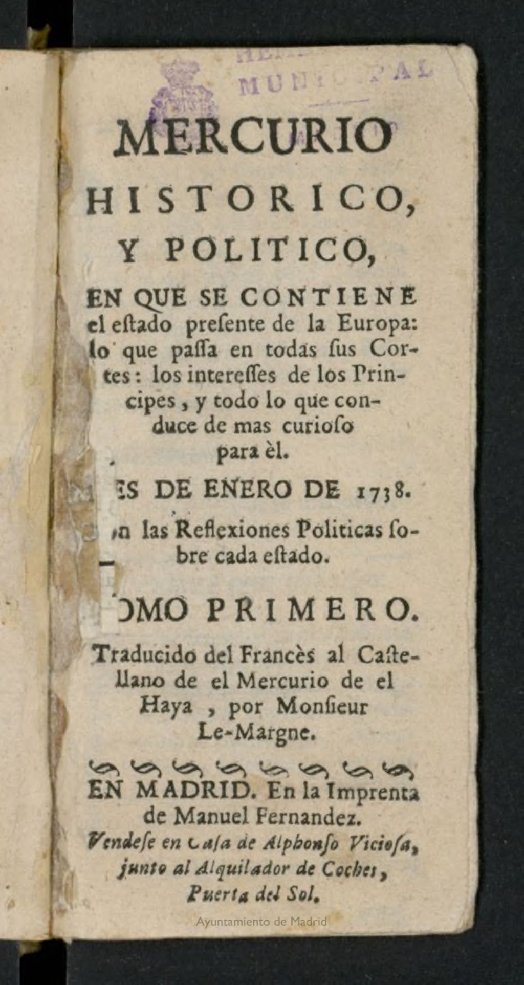 Miniatura de Mercurio Histórico y Político de enero de 1738