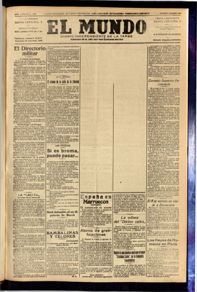 Miniatura de El Mundo del 12 de abril de 1924