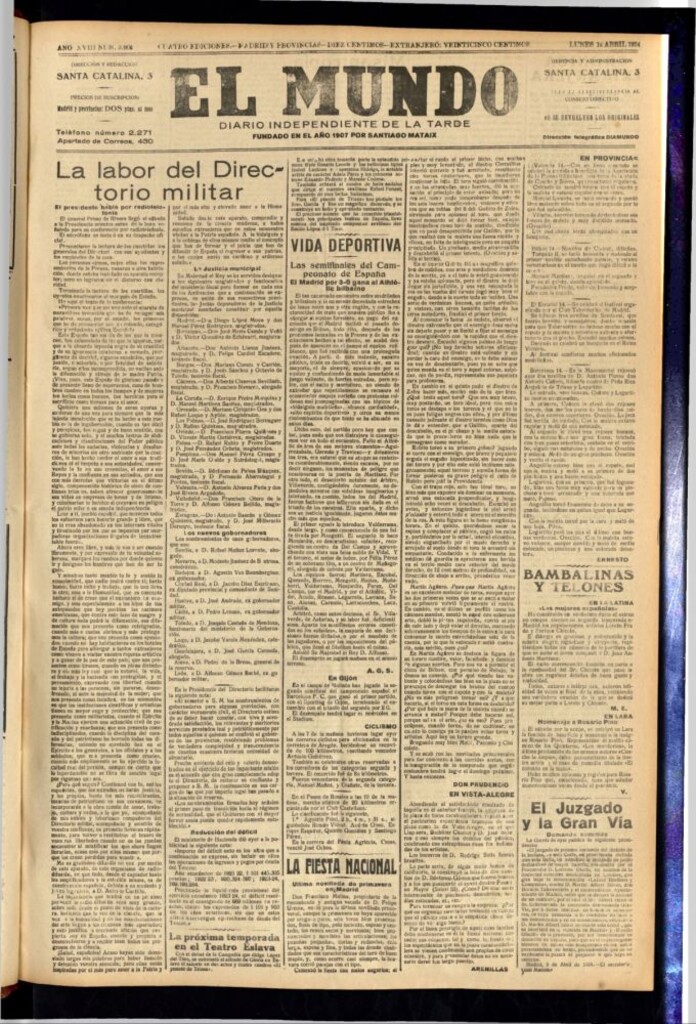 Miniatura de El Mundo del 14 de abril de 1924
