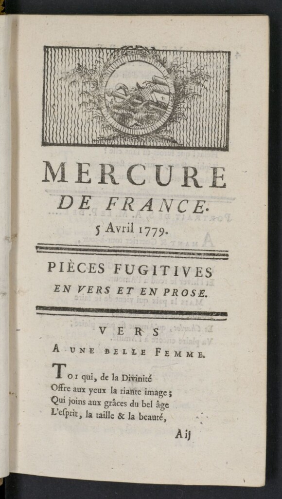 Miniatura de Mercure de France del 5 de abril de 1779