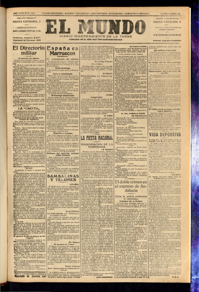 Miniatura de El Mundo del 21 de abril de 1924