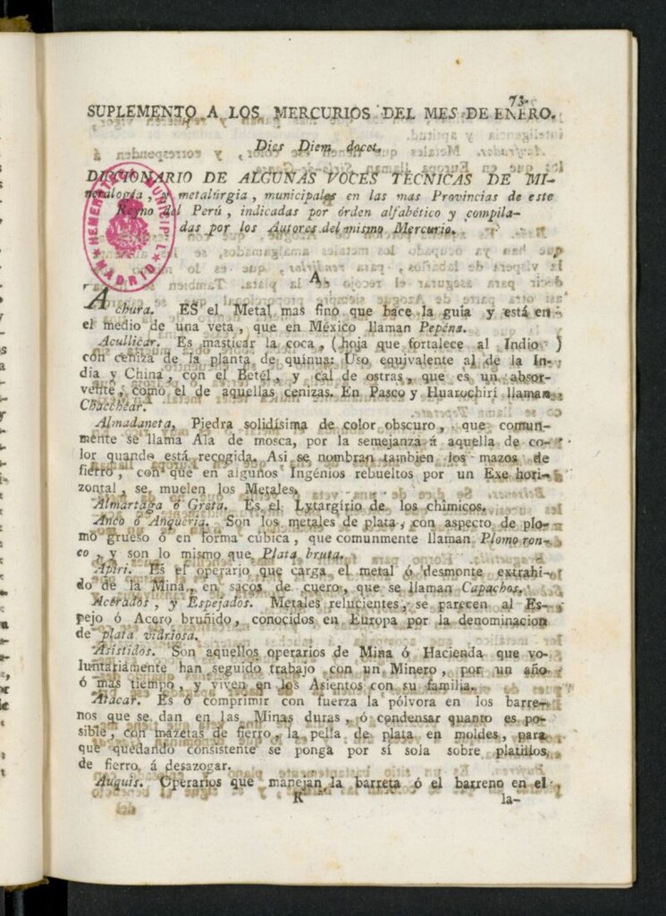 Miniatura de Mercurio Peruano de Historia, Literatura y Noticias Públicas de enero 1791, suplemento
