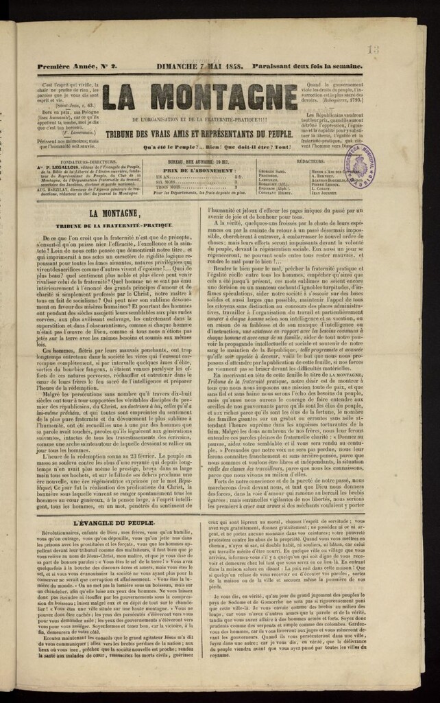 Miniatura de La Montagne de la Fraternité del 7 de mayo de 1848, nº 2