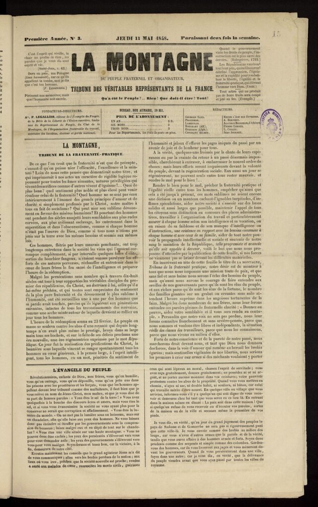 Miniatura de La Montagne de la Fraternité del 11 de mayo de 1848, nº 3