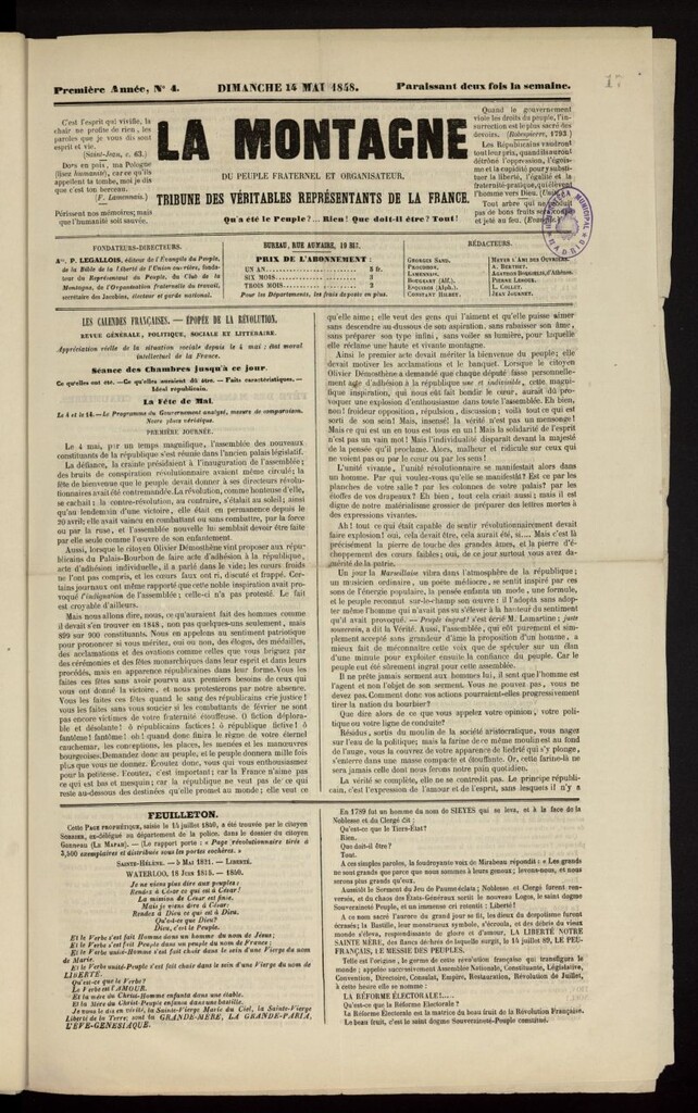 Miniatura de La Montagne de la Fraternité del 14 de mayo de 1848, nº 4