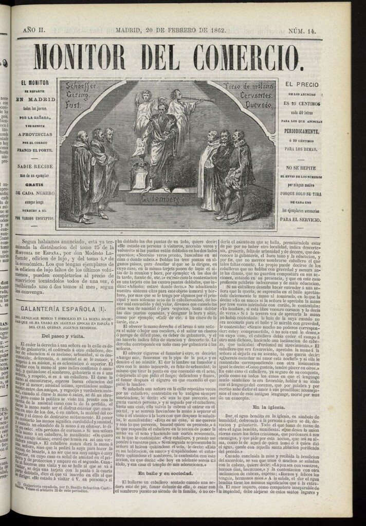 Miniatura de Monitor del Comercio del 20 de febrero de 1862, nº 14