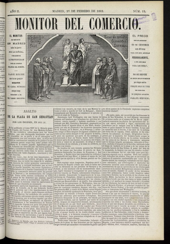 Miniatura de Monitor del Comercio del 27 de febrero de 1862, nº 15