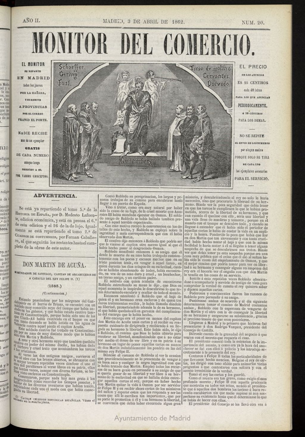 Miniatura de Monitor del Comercio del 3 de abril de 1862, nº 20