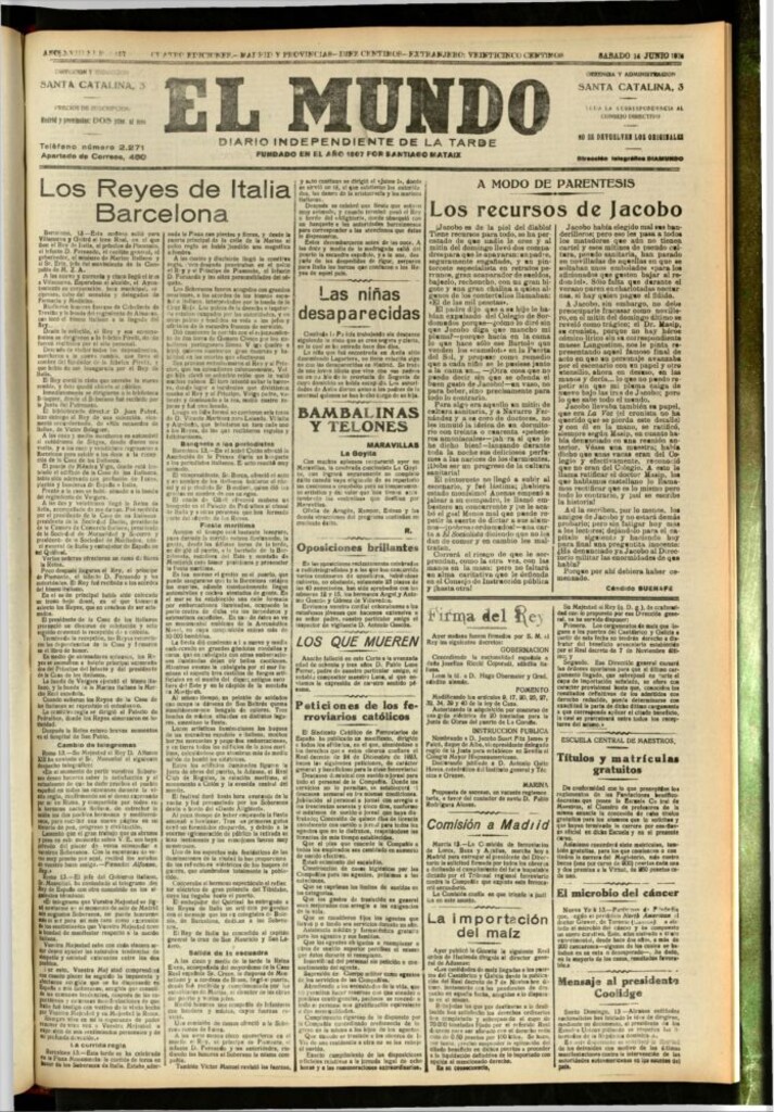 Miniatura de El Mundo del 14 de junio de 1924