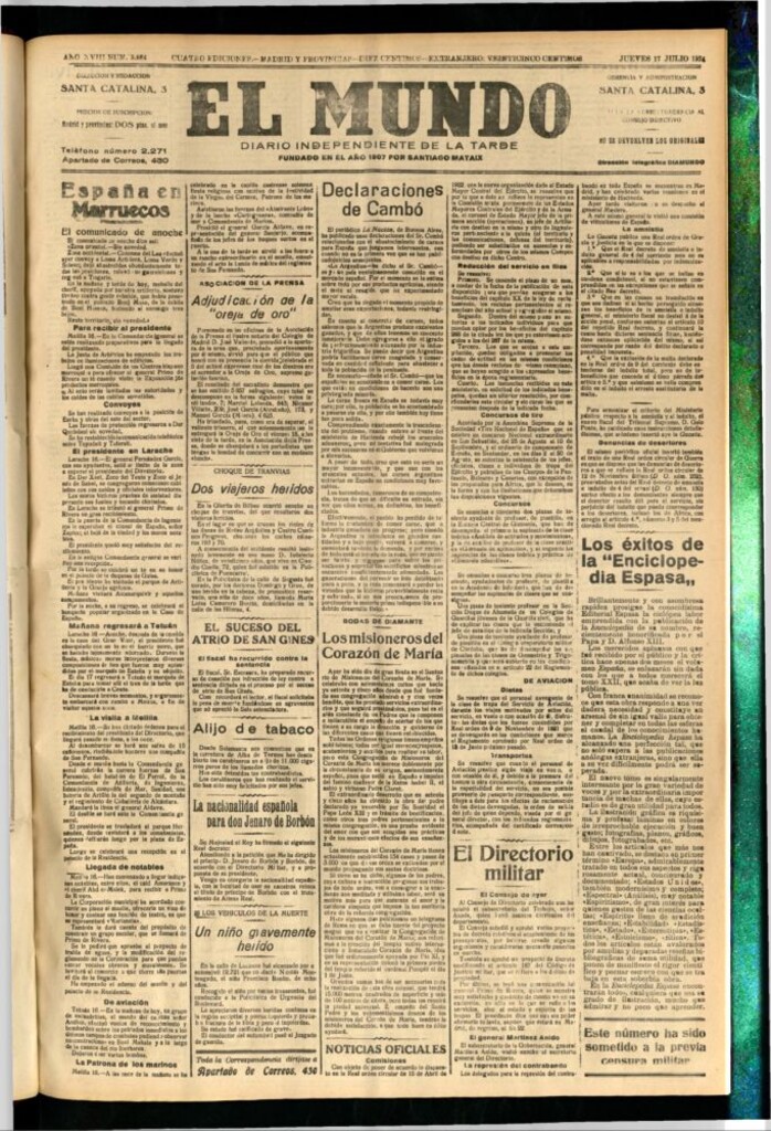 Miniatura de El Mundo del 17 de julio de 1924