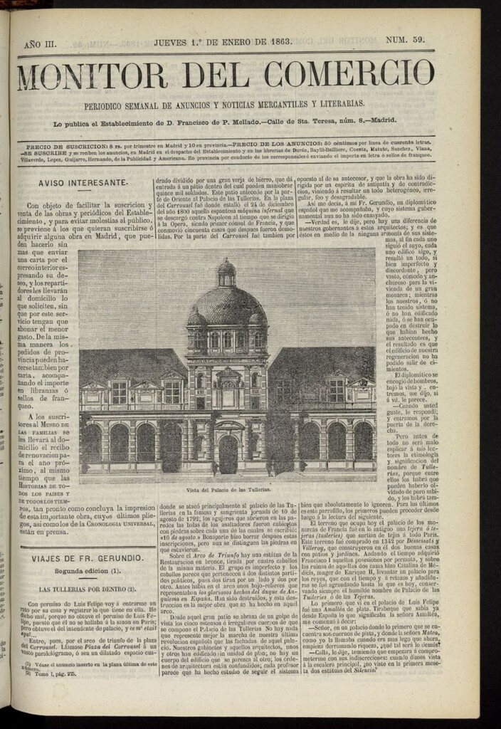 Miniatura de Monitor del Comercio del 1 de enero de 1863, nº 59