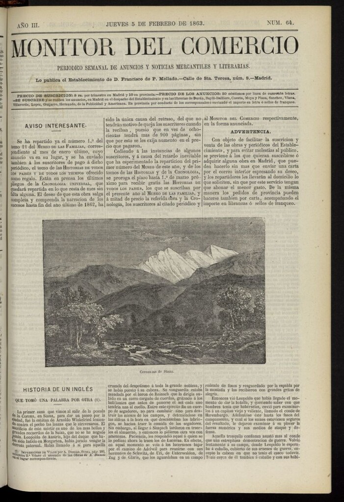 Miniatura de Monitor del Comercio del 5 de febrero de 1863, nº 64