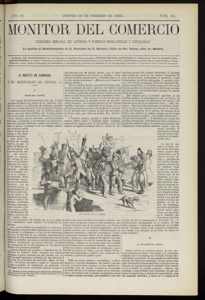 Miniatura de Monitor del Comercio del 12 de febrero de 1863, nº 65