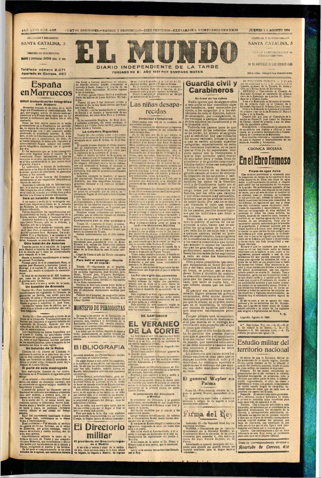 Miniatura de El Mundo del 14 de agosto de 1924