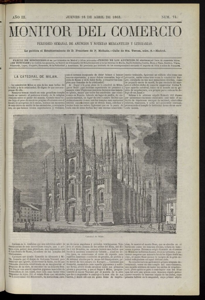 Miniatura de Monitor del Comercio del 16 de abril de 1863, nº 74