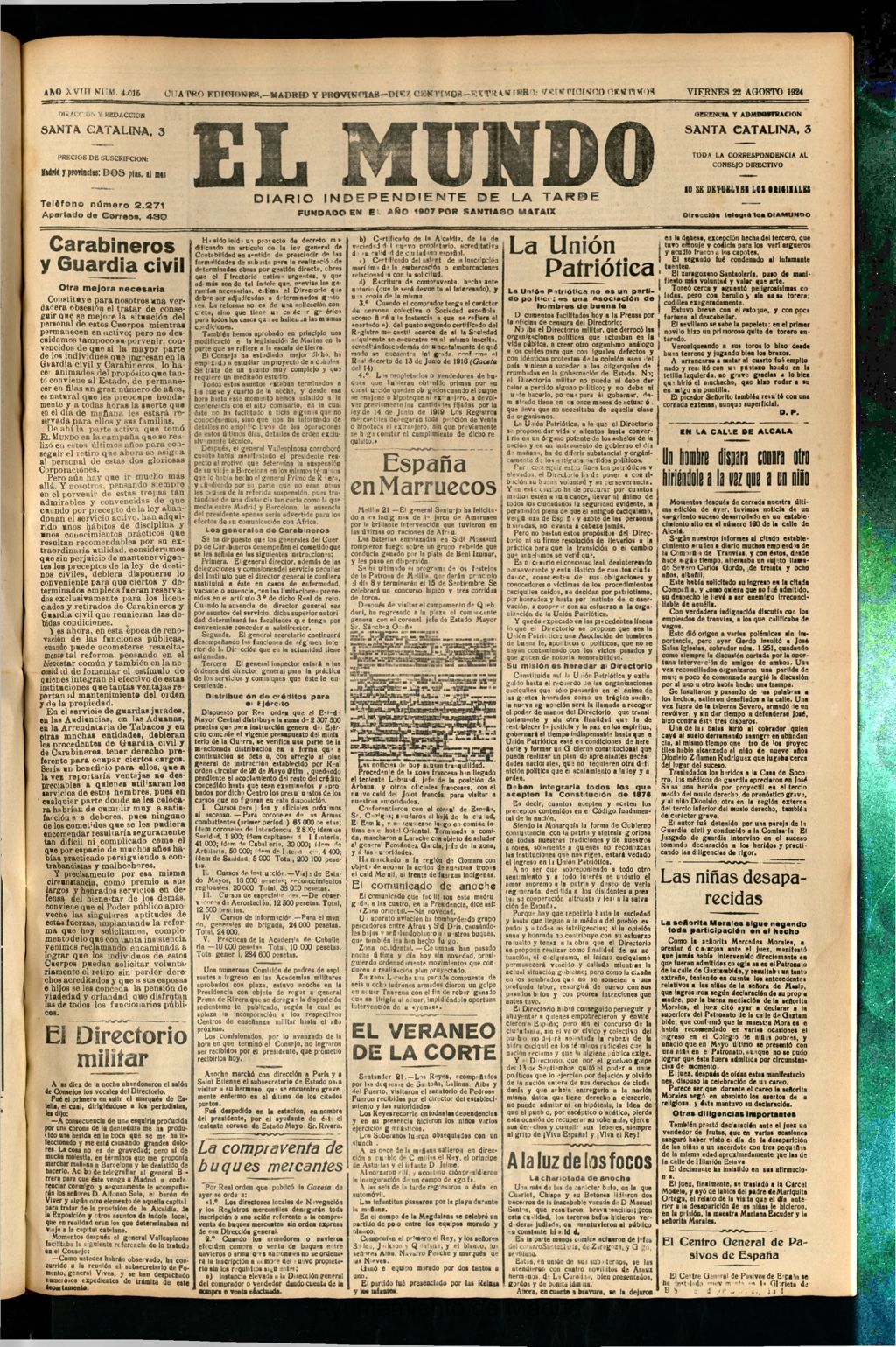 Miniatura de El Mundo del 22 de agosto de 1924