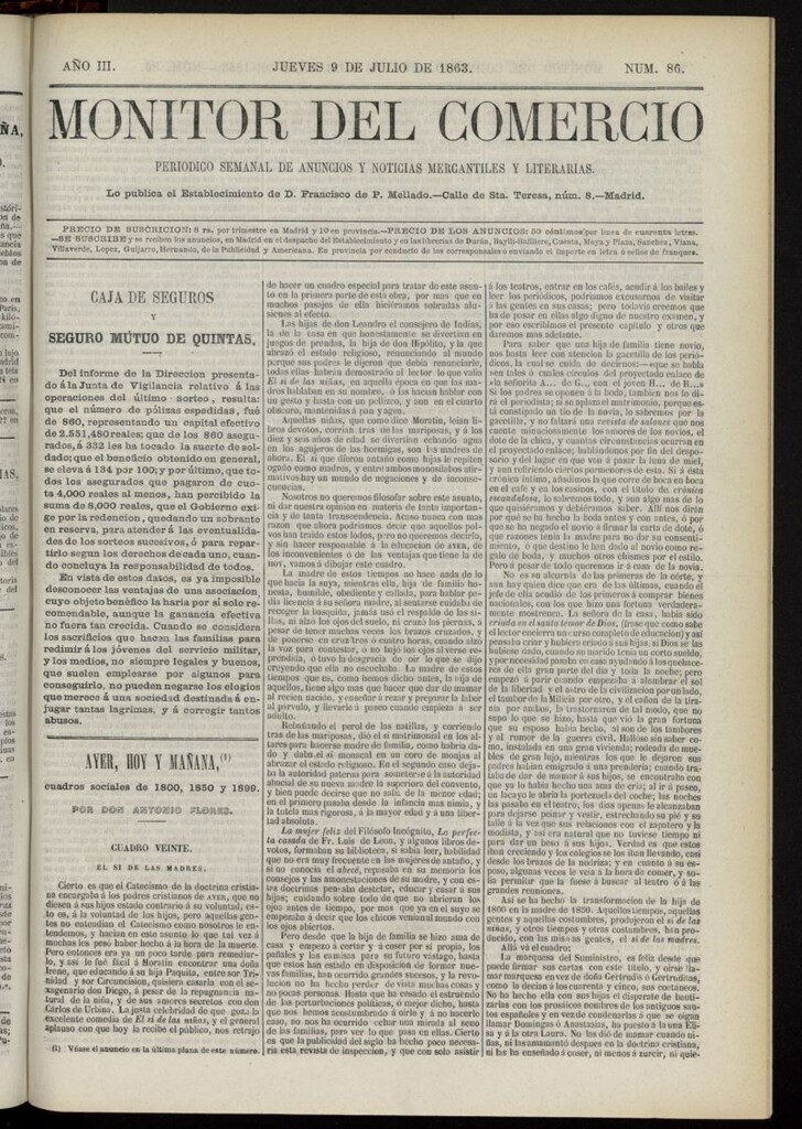 Miniatura de Monitor del Comercio del 9 de julio de 1863, nº 86