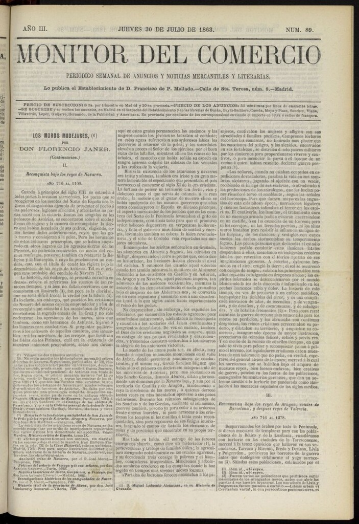 Miniatura de Monitor del Comercio del 30 de julio de 1863, nº 89