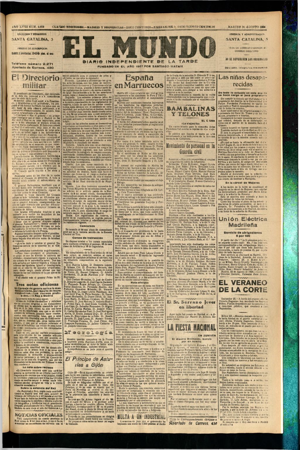 Miniatura de El Mundo del 26 de agosto de 1924