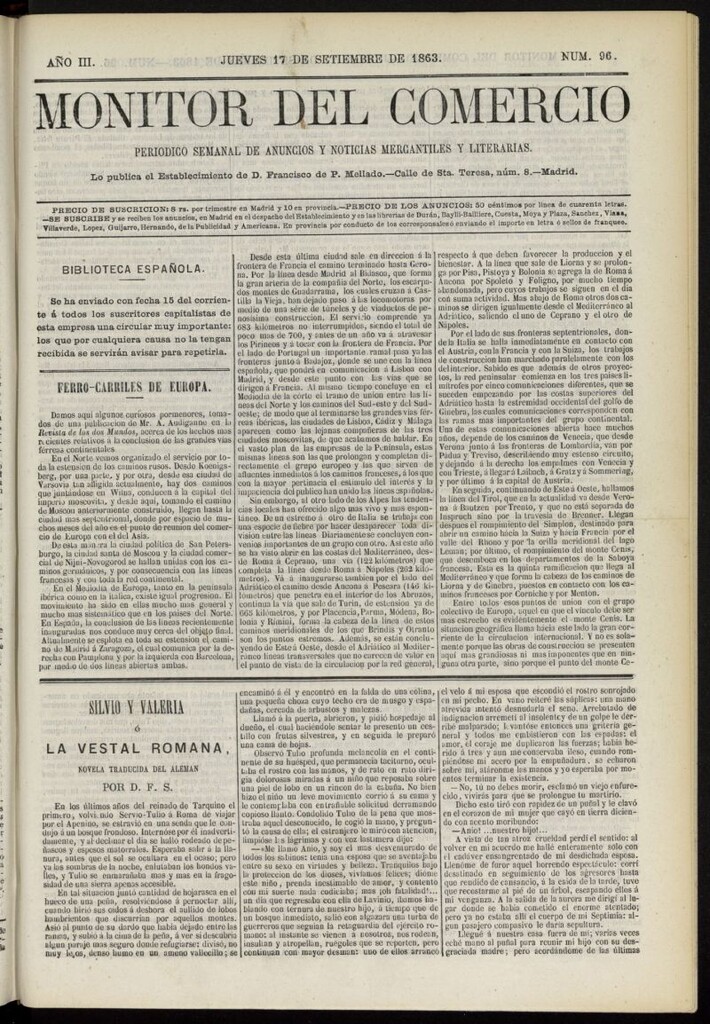 Miniatura de Monitor del Comercio del 17 de septiembre de 1863, nº 96
