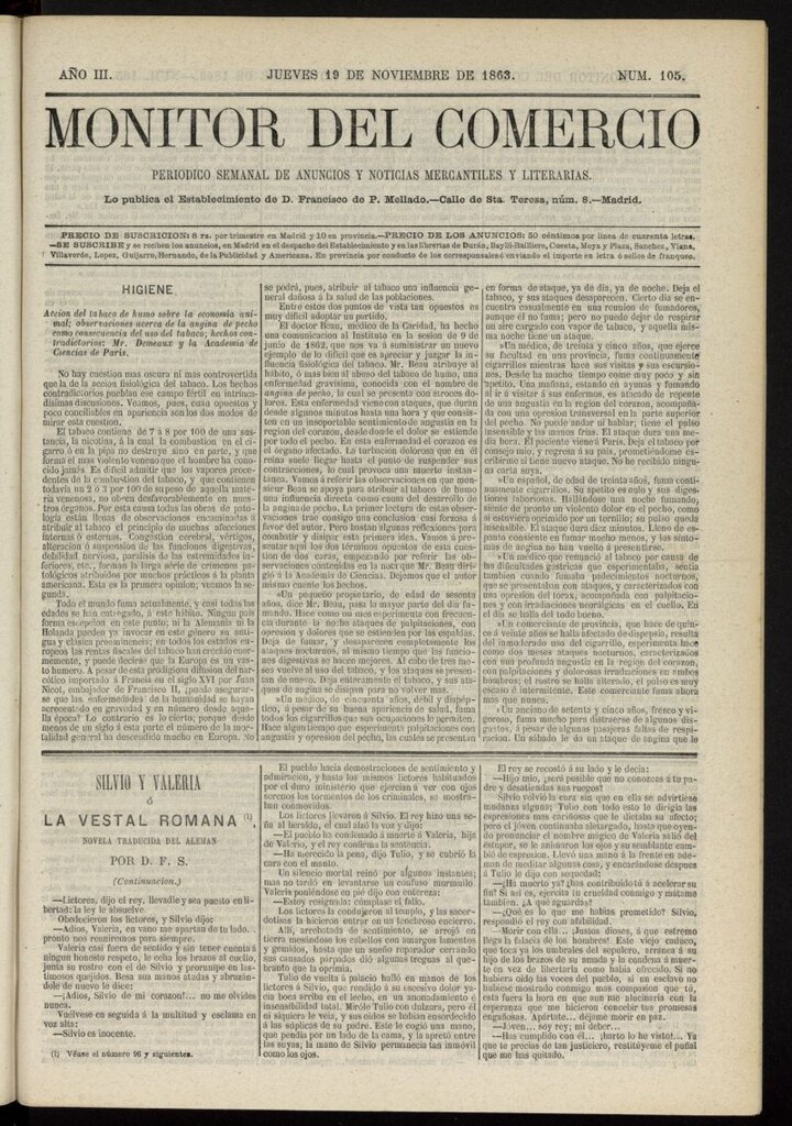 Miniatura de Monitor del Comercio del 19 de noviembre de 1863, nº 105