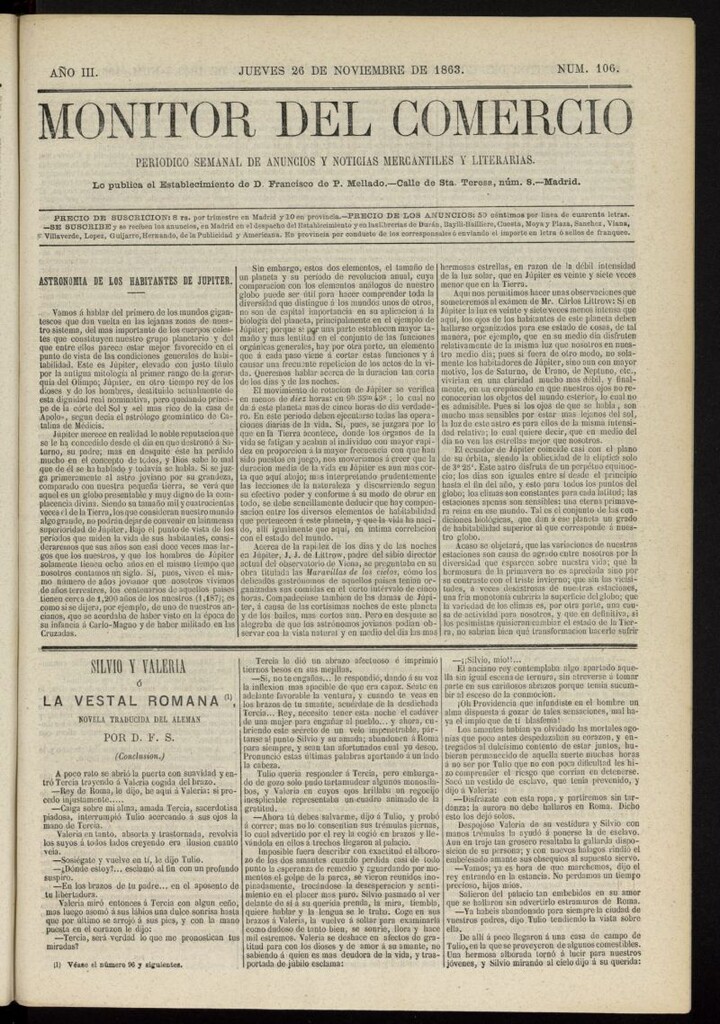 Miniatura de Monitor del Comercio del 26 de noviembre de 1863, nº 106
