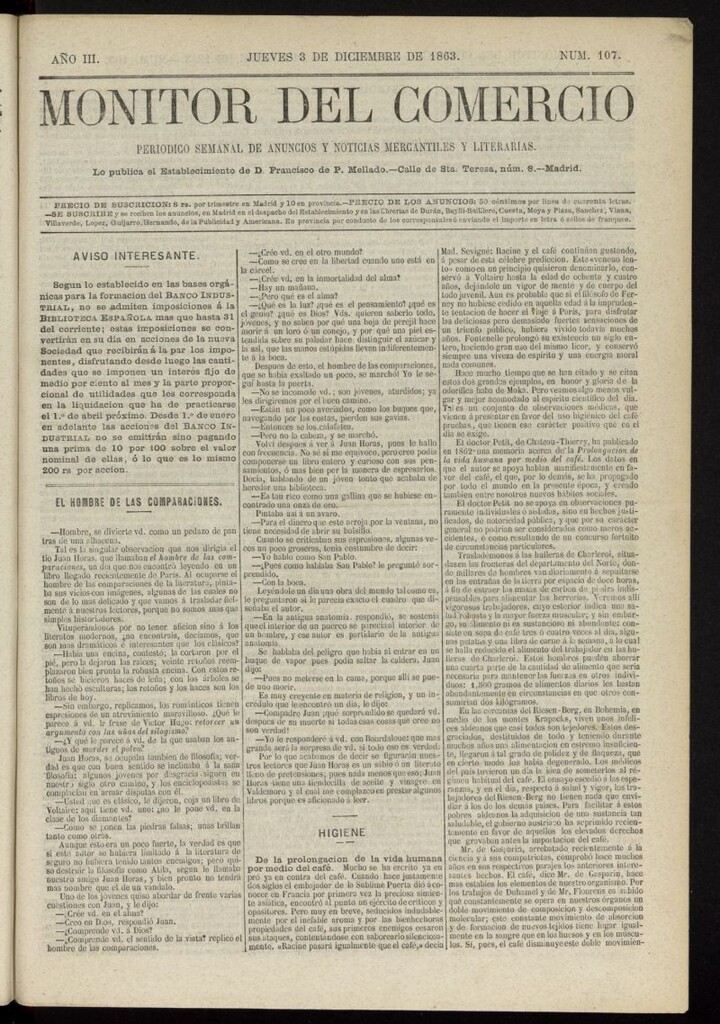 Miniatura de Monitor del Comercio del 3 de diciembre de 1863, nº 107