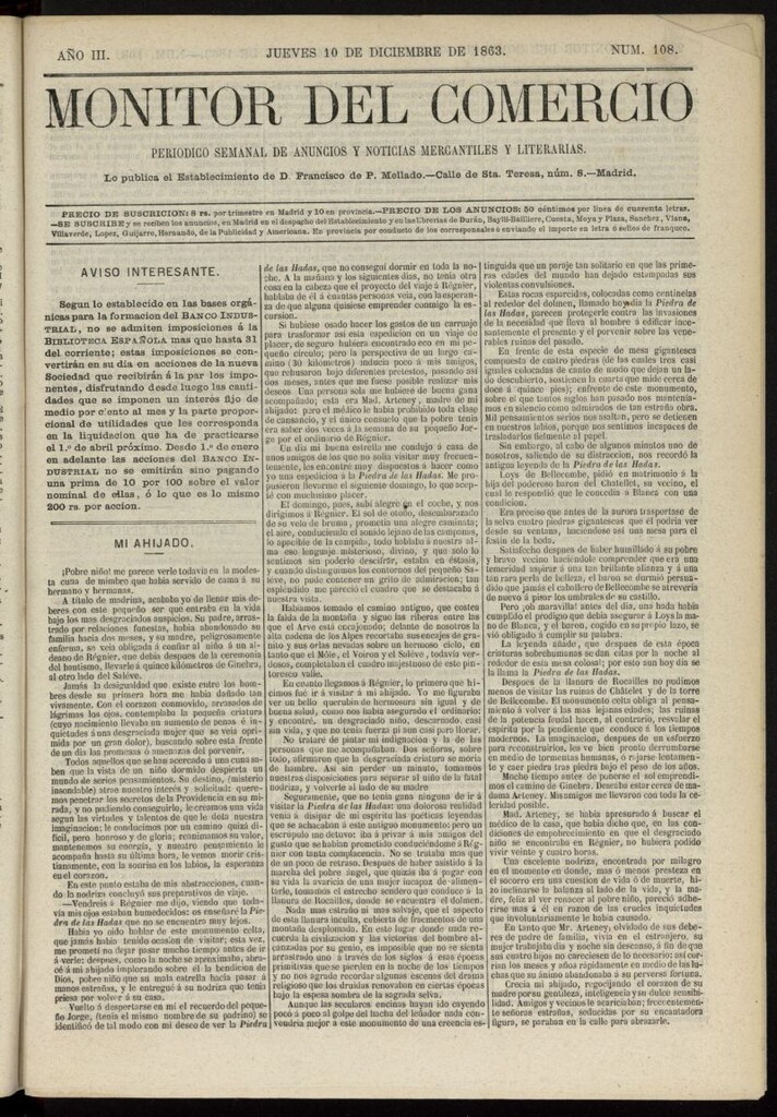 Miniatura de Monitor del Comercio del 10 de diciembre de 1863, nº 108