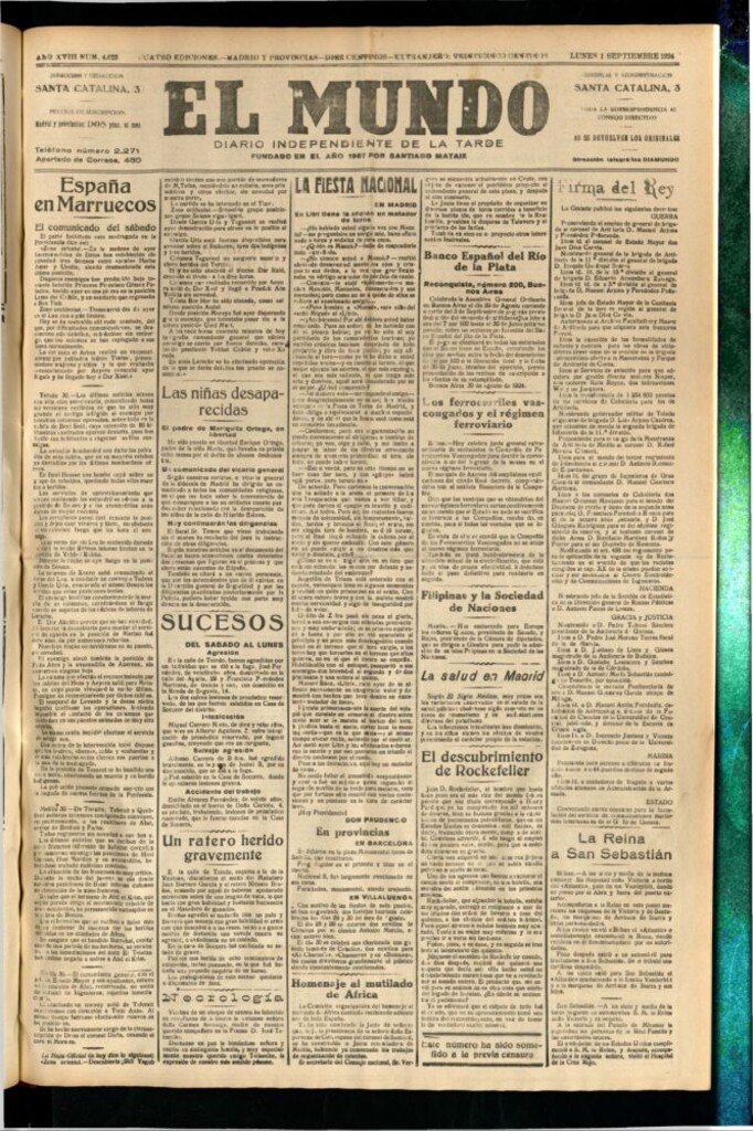 Miniatura de El Mundo del 1 de septiembre de 1924