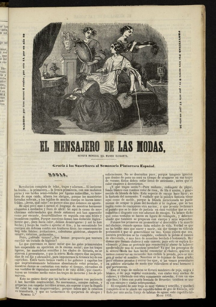 Miniatura de El Mensajero de las Modas de mayo de 1852, nº 5
