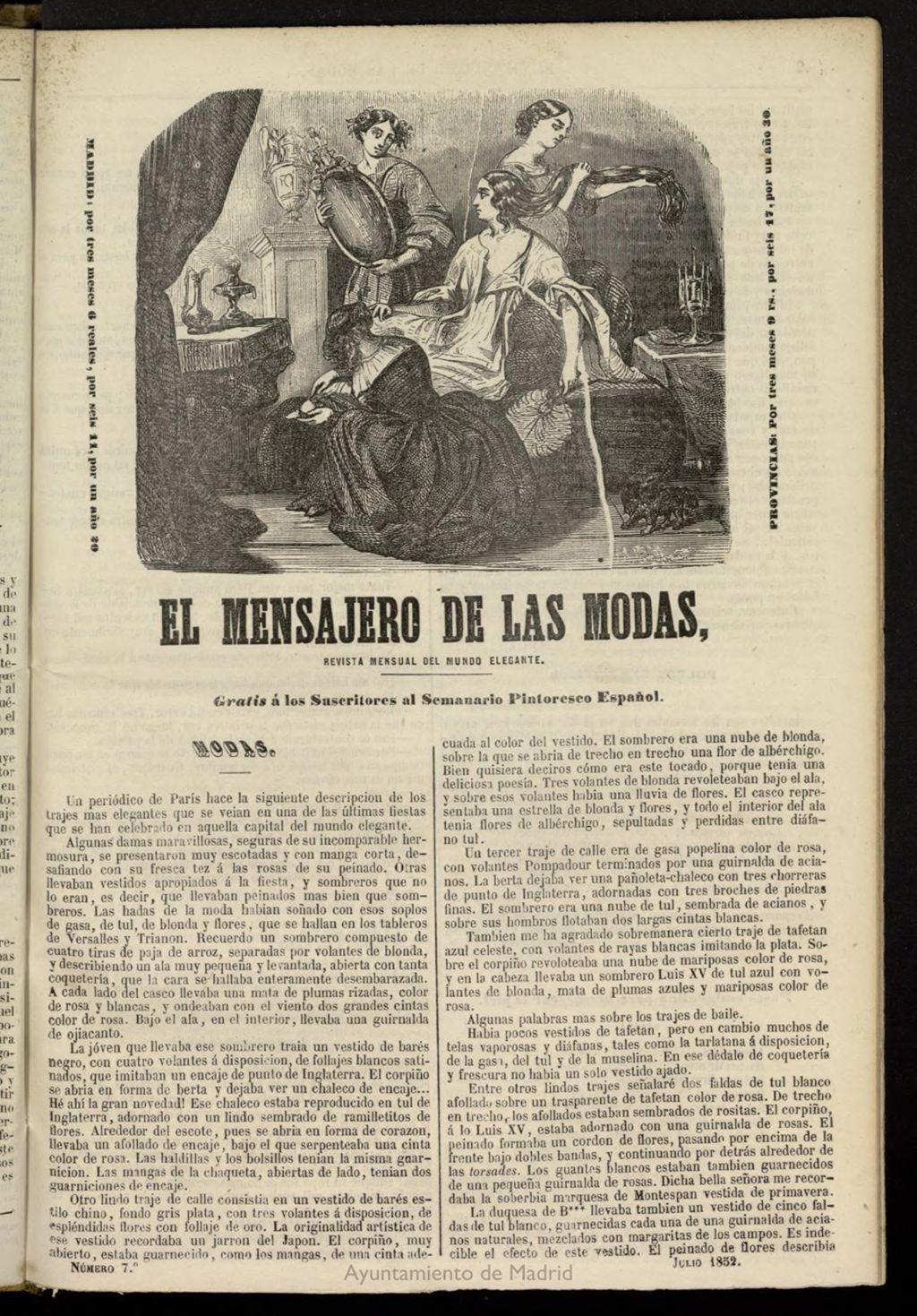 Miniatura de El Mensajero de las Modas de julio de 1852, nº 7